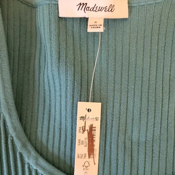 Madewell Ottoman Crop Sweater Tee Turquoise Small - Picture 4 of 4